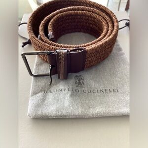 Brunello Cucinelli Techno raffia belt with Monilli loop  Sz L  NWT